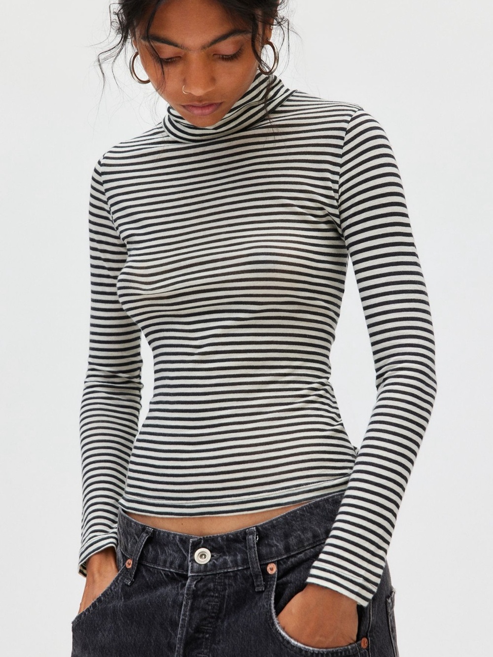 Urban Outfitters BDG Timmy Long Sleeve Turtleneck Jersey Knit Tee